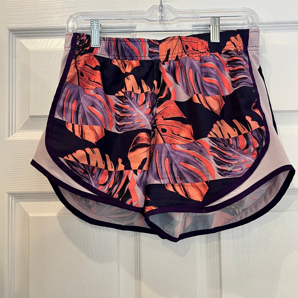 Nike Running Shorts Polyester Dri-FIT Tropical Monstera Leaf Athletic Small